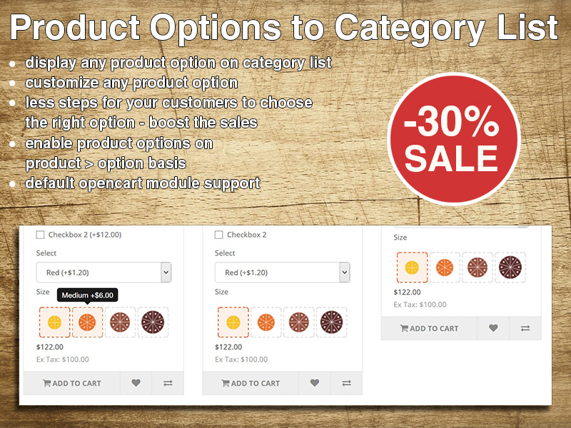 Product Options to Category List